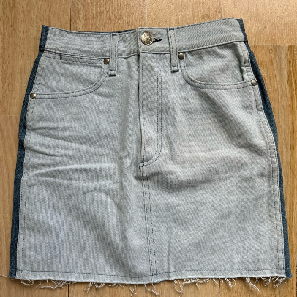 Rag & bone Two-tone Blue Denim Skirt